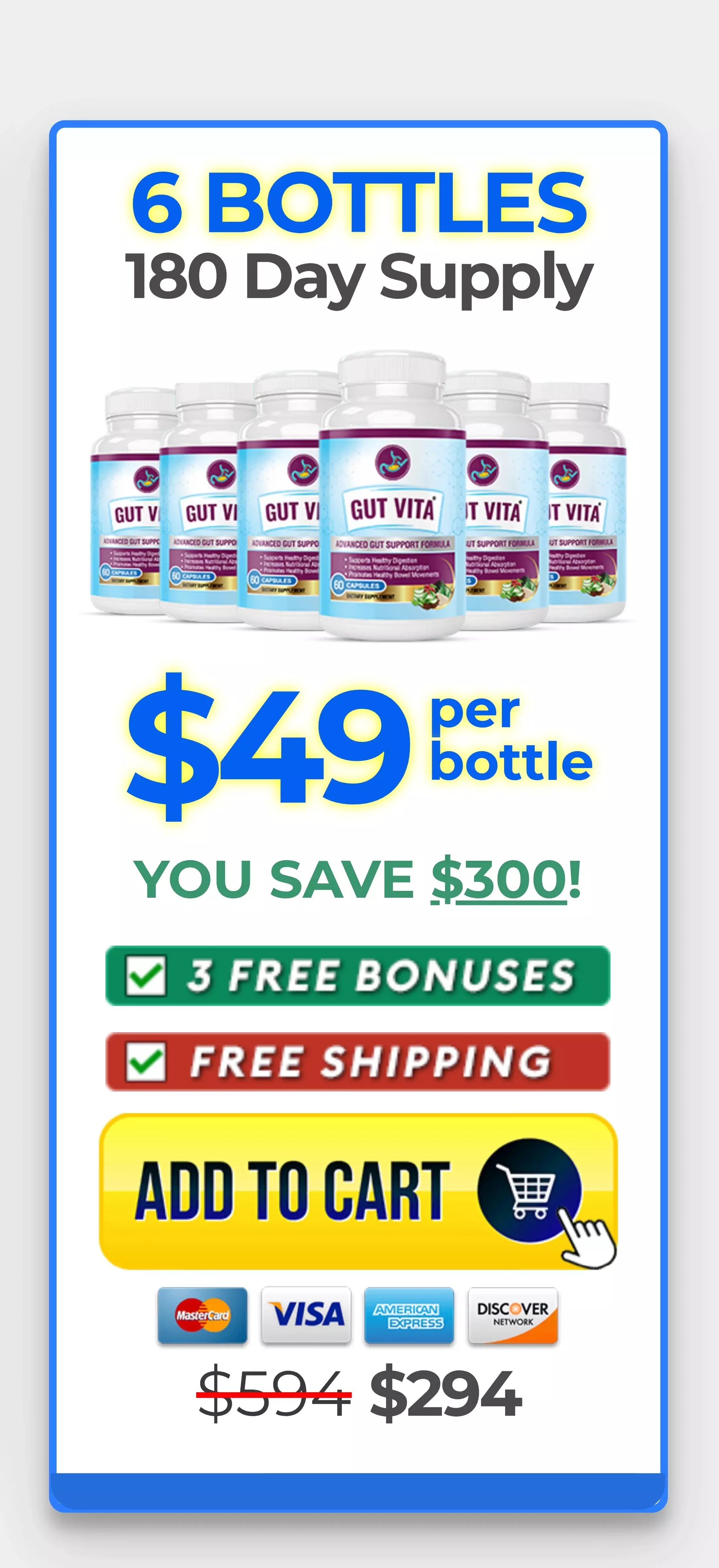 Gut Vita™ 6 bottles pricing